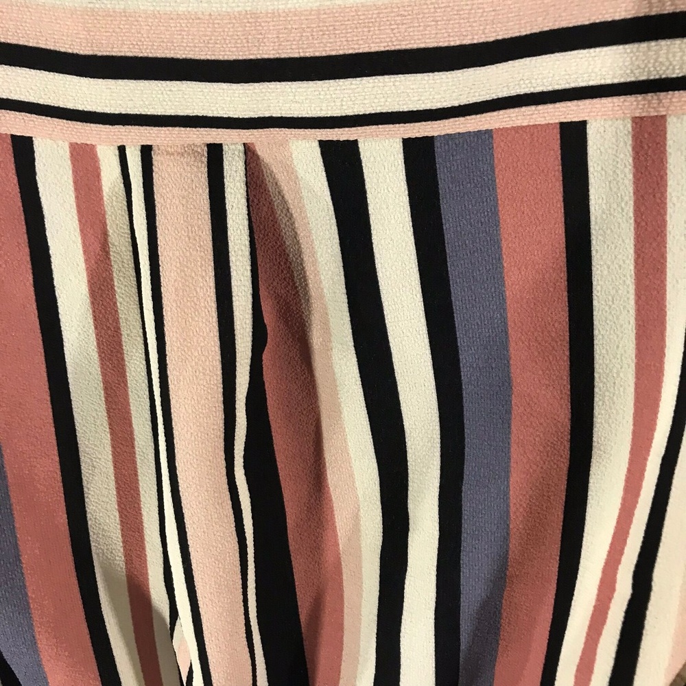 Monteau Half Button Mixed Stripes Peplum Top Sz S - Picture 5 of 7